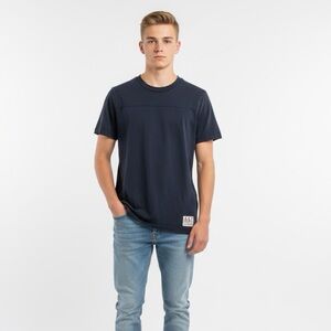 Abercrombie & Fitch Shirt Men's M Blue Crew Neck Short Sleeve Stretch Distressed